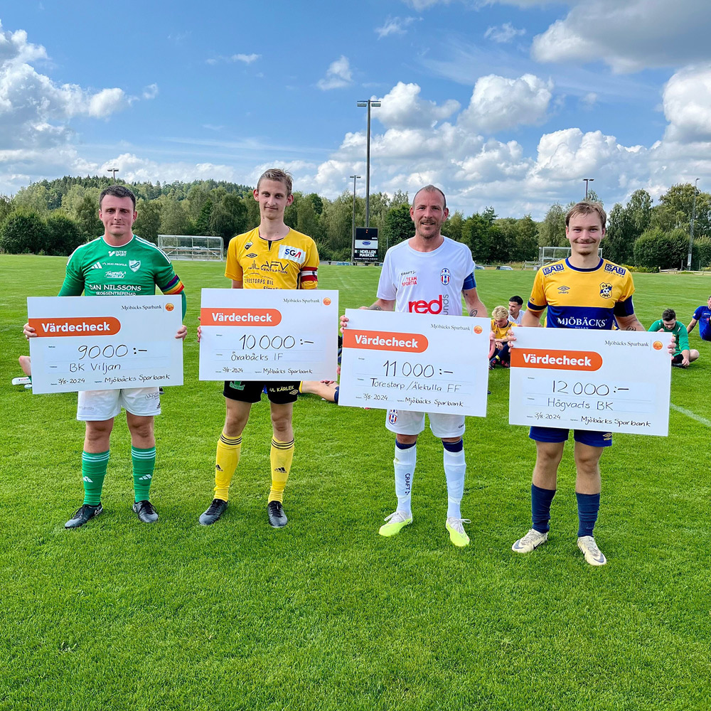 Podium at the Mjöbäcks Saving banks´  football cup